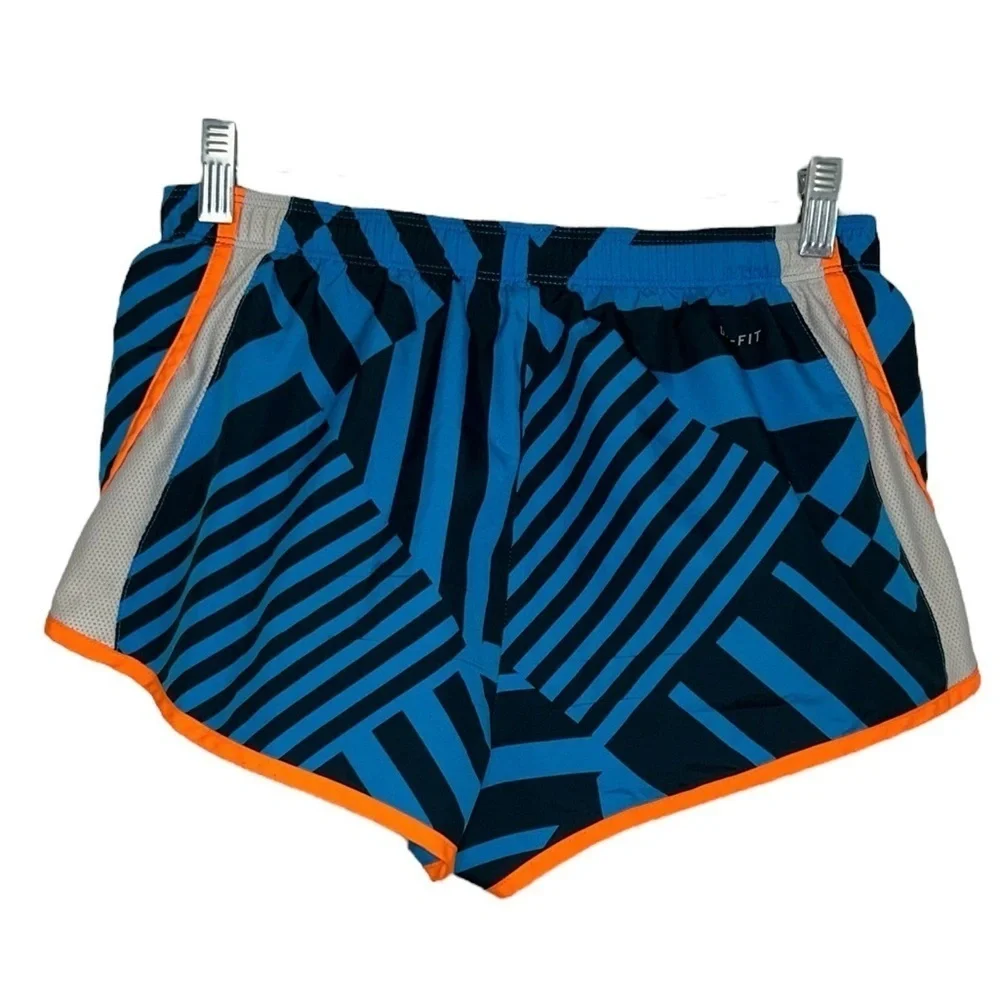 Nike Dri Fit Blue Orange Abstract Running Shorts Women’s Size Small Workout Walk